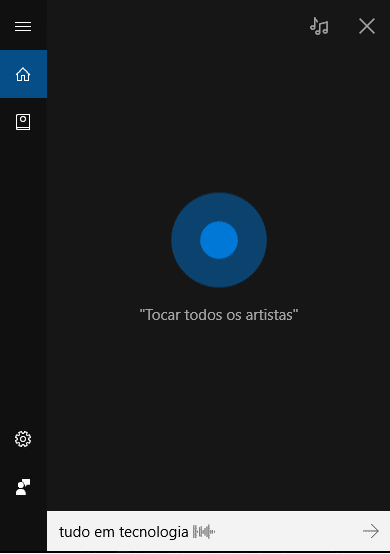 A Cortana também reconhece comandos de voz 