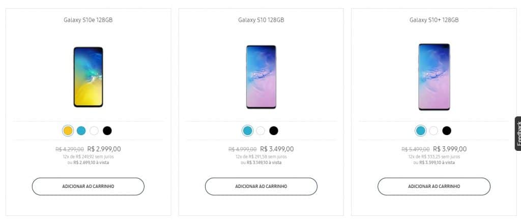desvalorização Galaxy S10